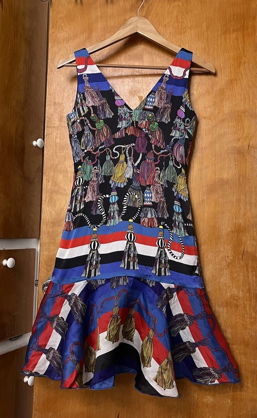 Vintage Y2K Leitmotiv Silk Slip Dress Drop Waist Tassel Euro Archive Sz S 42